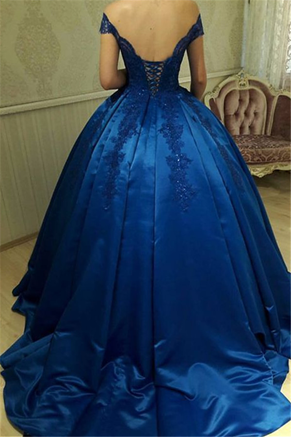 Ball Gown Off-the-shoulder Sleeveless Court Train Formal Dress With Lace 2