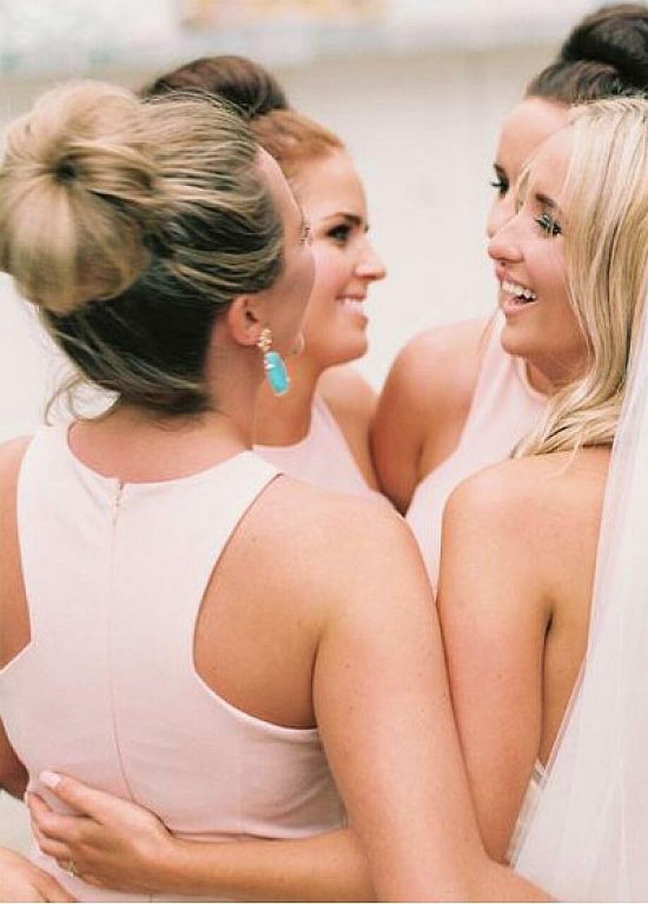 Column Jewel Neck Sleeveless Floor-length Bridesmaid Attire 2