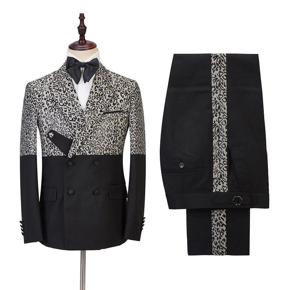 Black Leopard Print Men's Suit 2