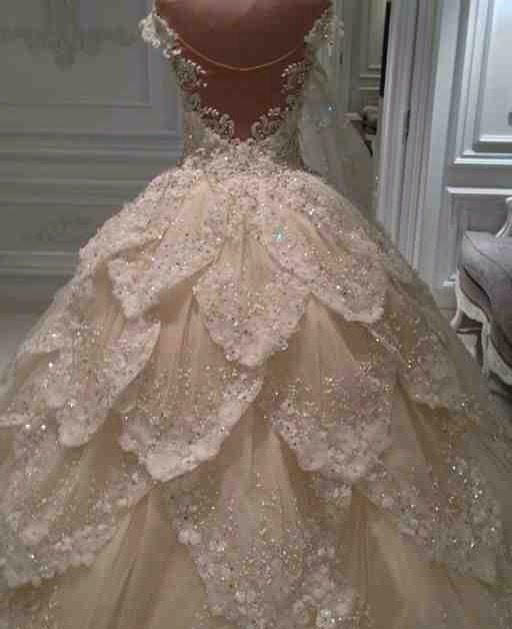 A-line Off-the-shoulder Sleeveless Chapel Train Bridal Dress With Crystal 2
