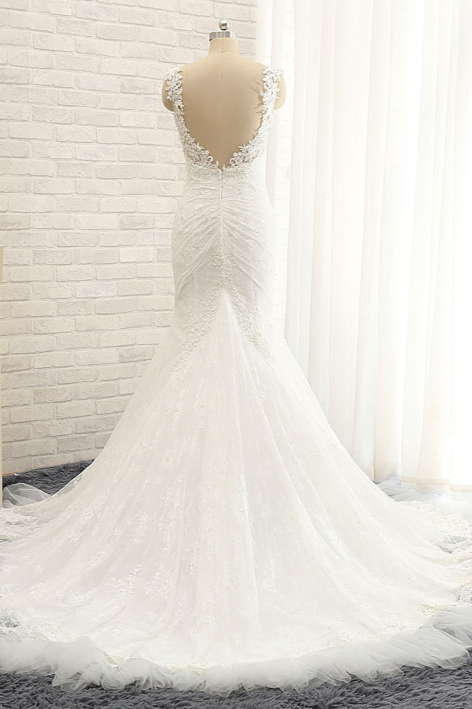 Mermaid Spaghetti Straps Sleeveless Floor-length Bridal Attire With Lace 2