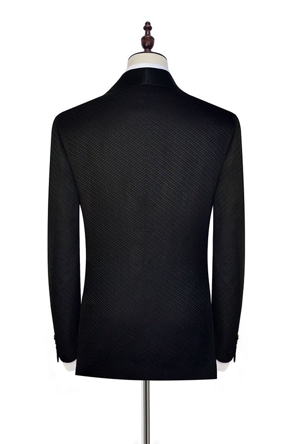 Black Wedding Suits for Groom with Small Check Pattern 2