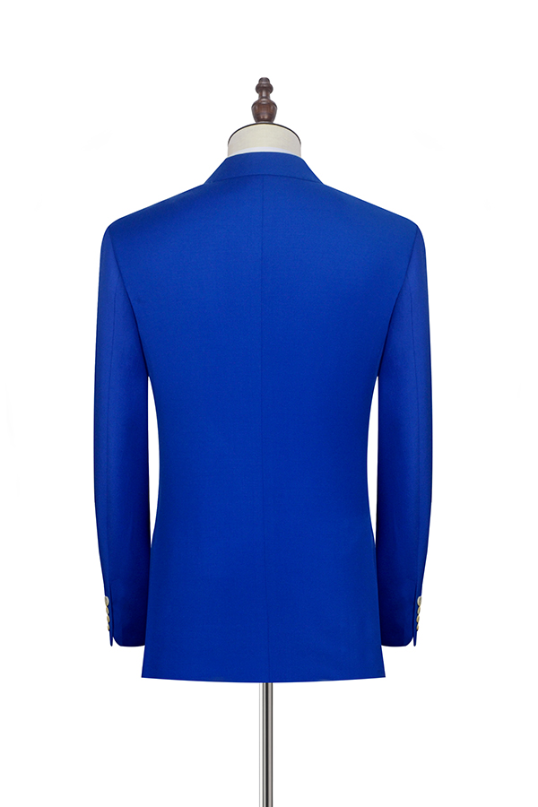 Royal Blue Double Breasted Leisure Suits for Men 2