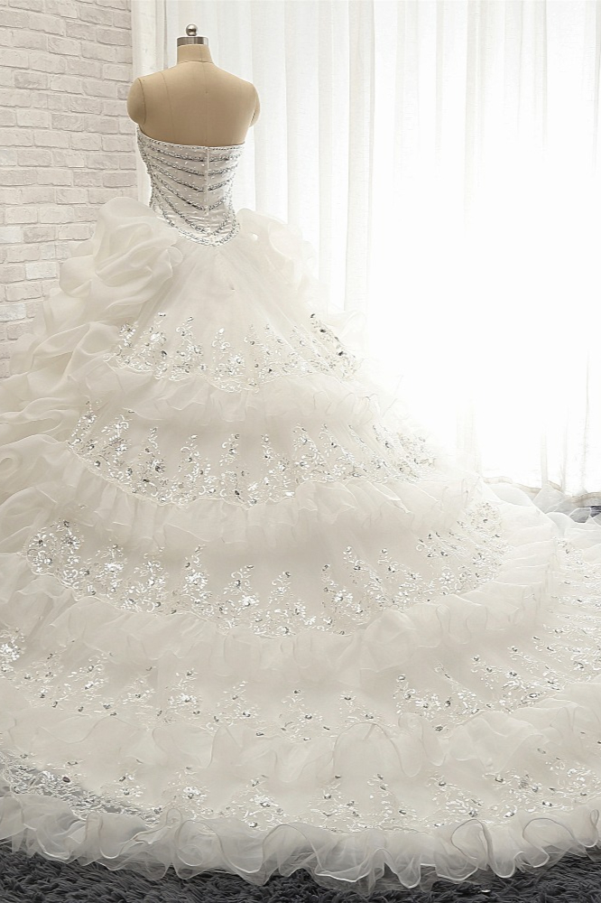 A-line Sweetheart Neck Floor-length Tulle Bridal Dress With Sequins 2