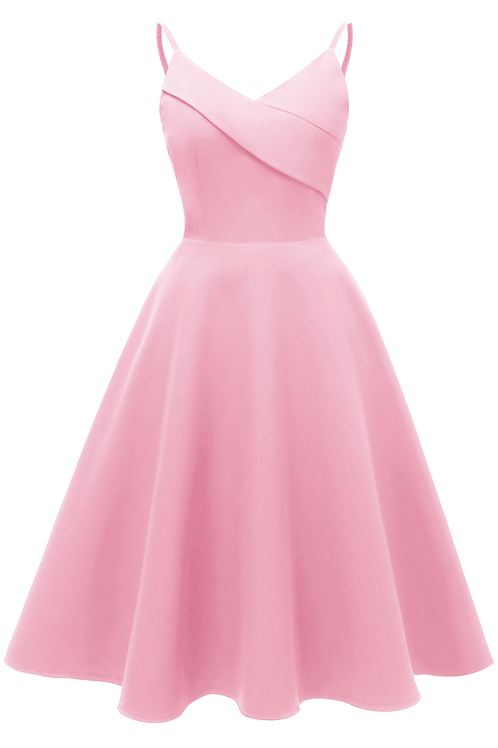 A-line Spaghetti Straps Sleeveless Knee-length Satin Chiffon Party Dress 4