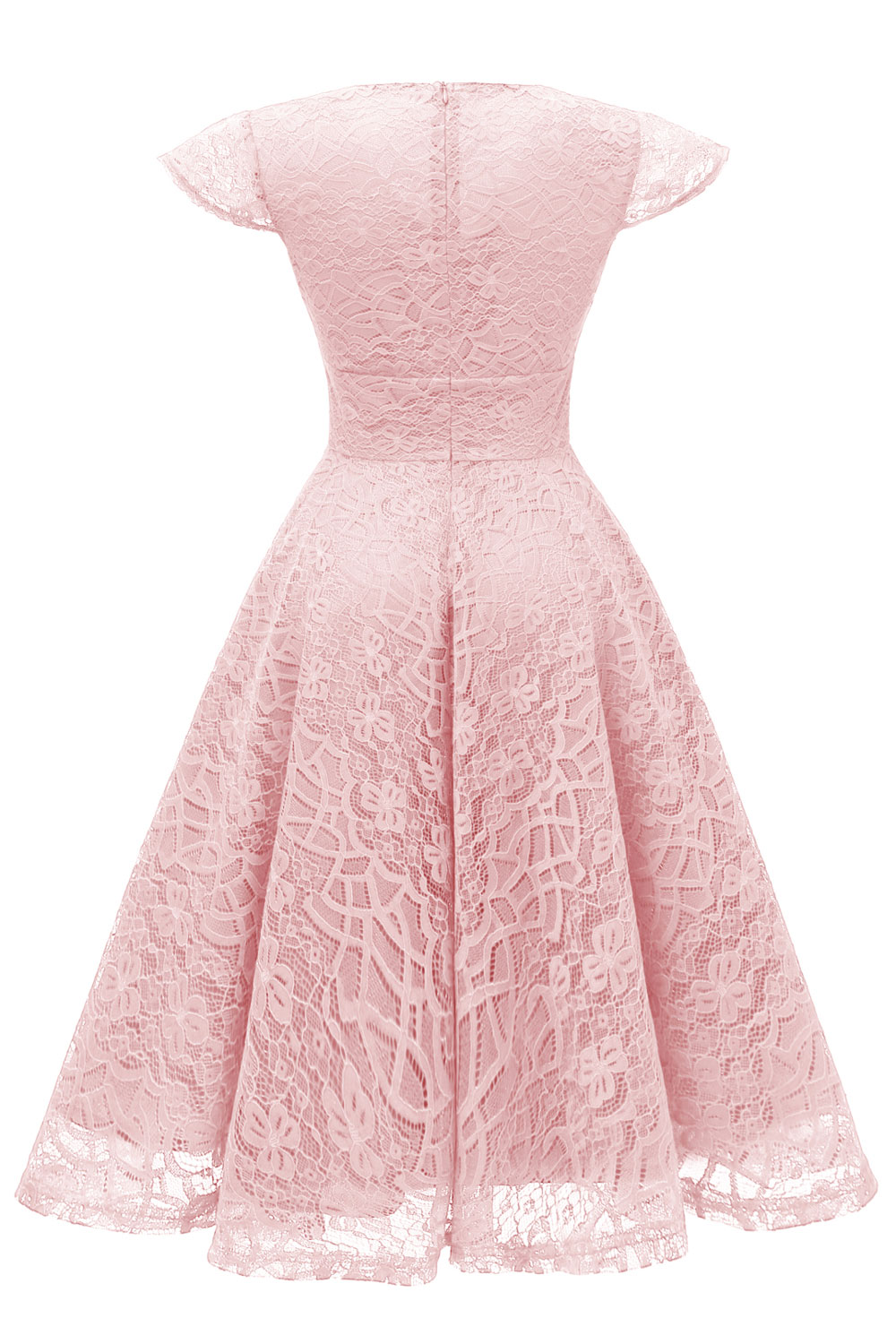 A-line V-neck Sleeveless Knee-length Lace Party Dress With Lace 5