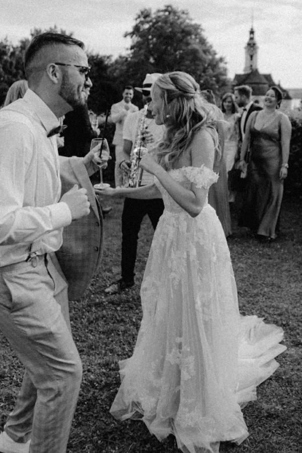 A-line Off-the-shoulder Sleeveless Chapel Train Lace Wedding Gown With Lace 8