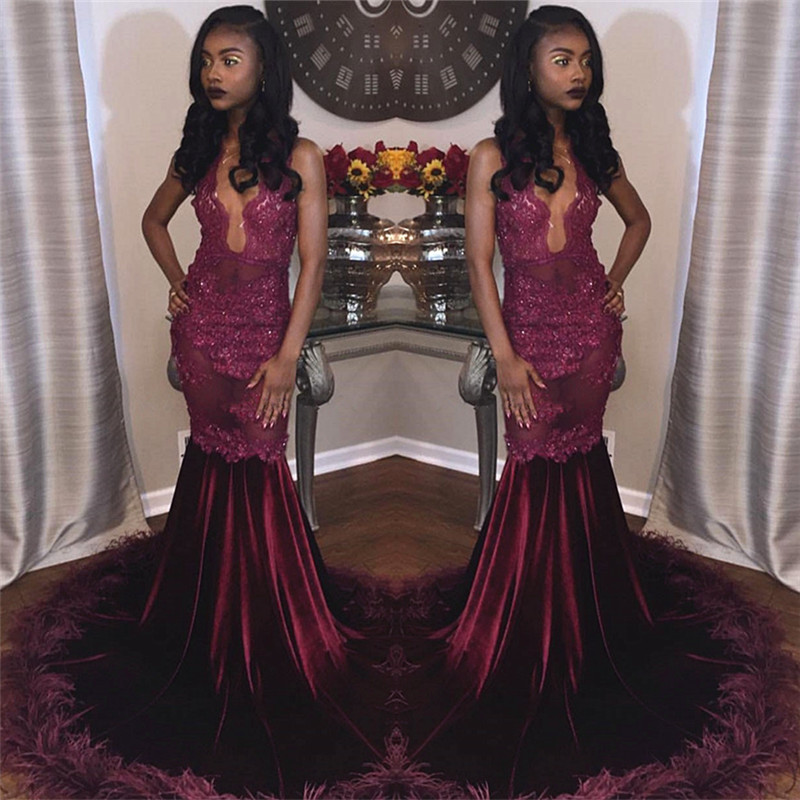 Mermaid V-neck Sleeveless Formal Dress With Court Train 2