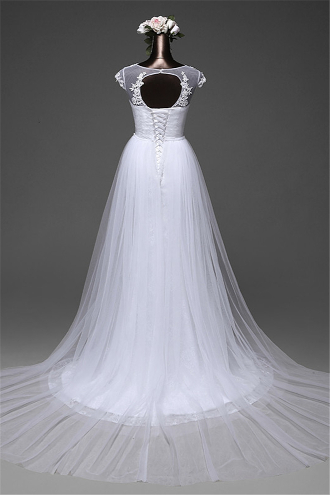 Mermaid Jewel Neck Sleeveless Floor-length Tulle Wedding Dress With Lace 4