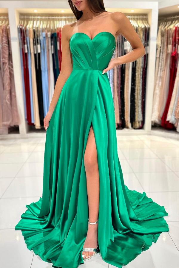 A-line Jewel Neck Sleeveless Floor-length Stretch Satin Evening Gown With Ruffles 4