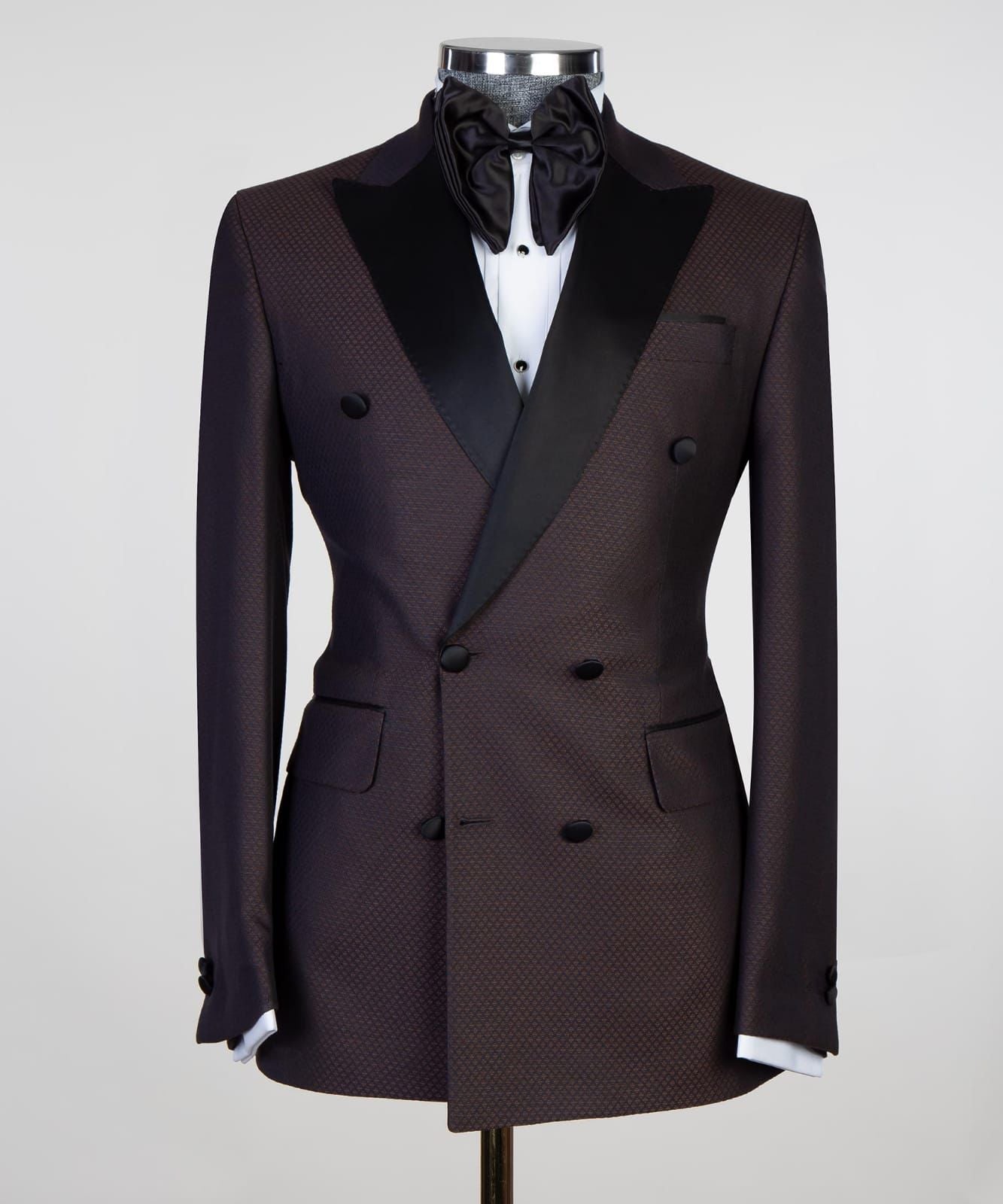 Chocolate Double Breasted Two Pieces Prom Men Suit 3