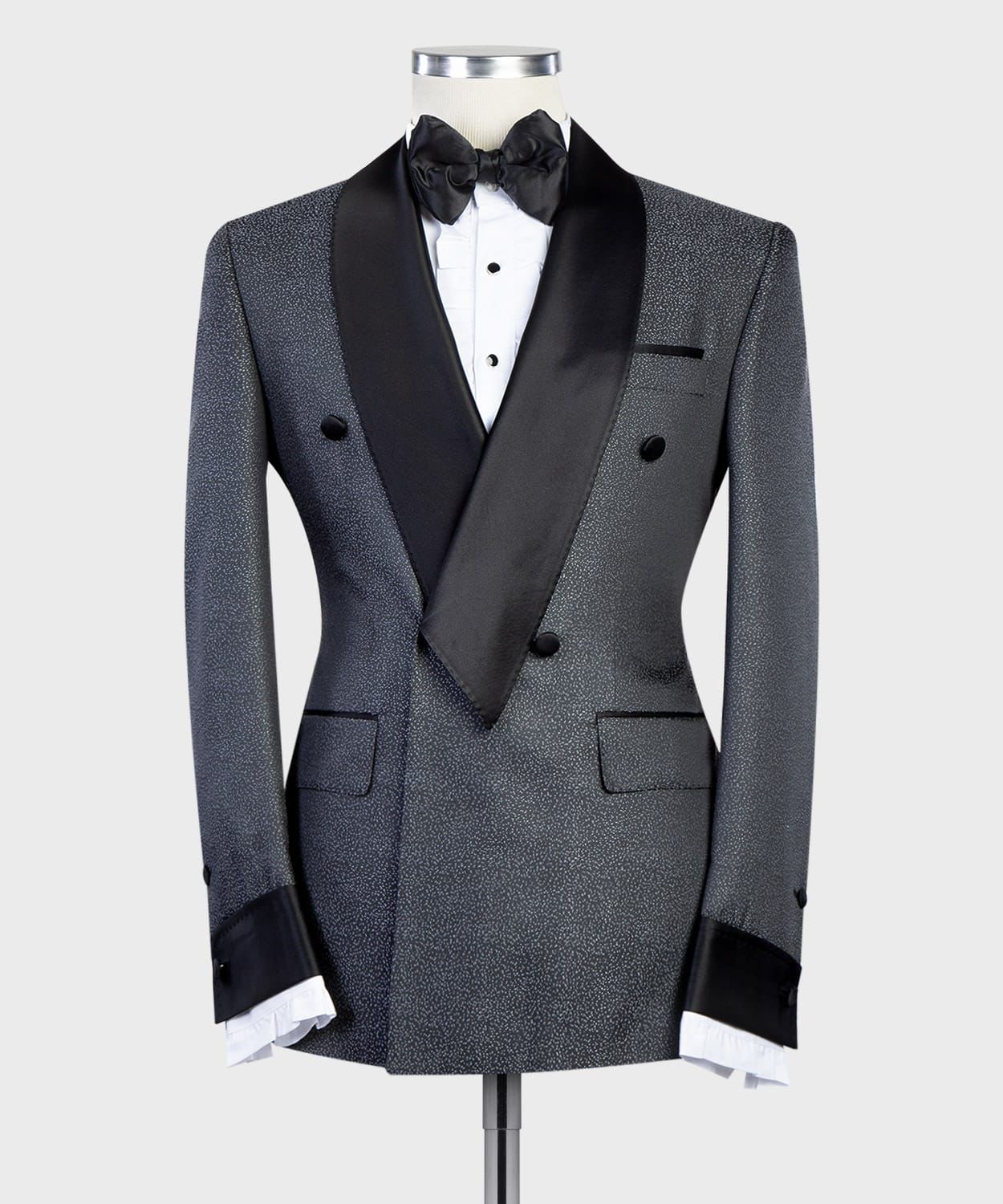 Dark Grey Double Breasted Best Fitted Men Suit with Shawl Lapel 4