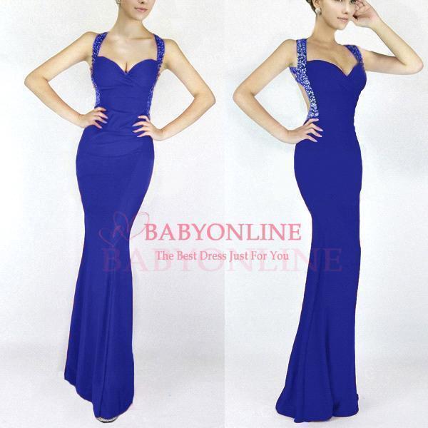 Mermaid Straps Sleeveless Sweep / Brush Train Spandex Evening Dress With Beading 12