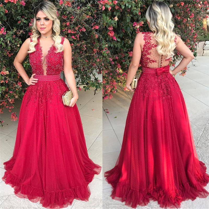 A-line Jewel Neck Sleeveless Sweep / Brush Train Tulle Cocktail Party Dress With Beading 4