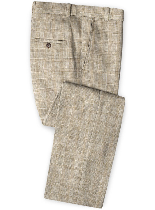 Khaki Linen Men Suits 3