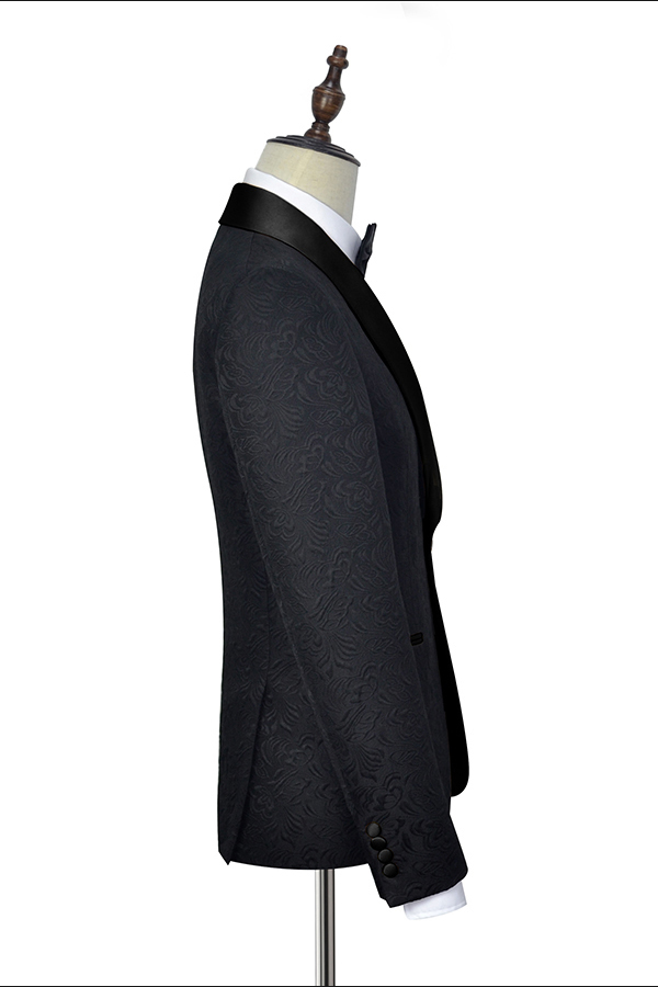 Black Jacquard Wedding Tuxedo 4