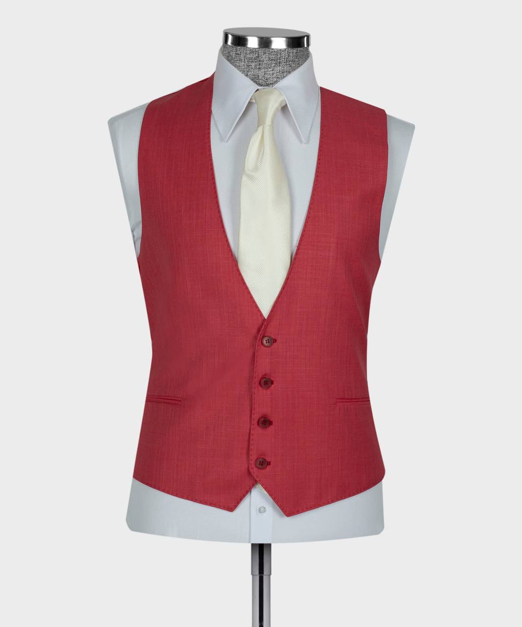 Red Peaked Lapel Business Men Suit 2