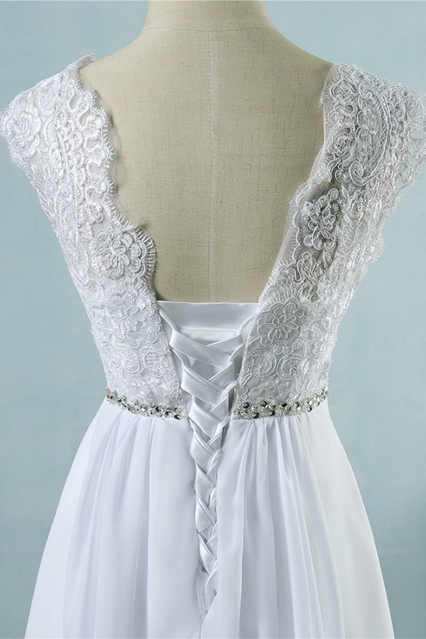 A-line Jewel Neck Sleeveless Floor-length Tulle Wedding Dress With Crystal 5