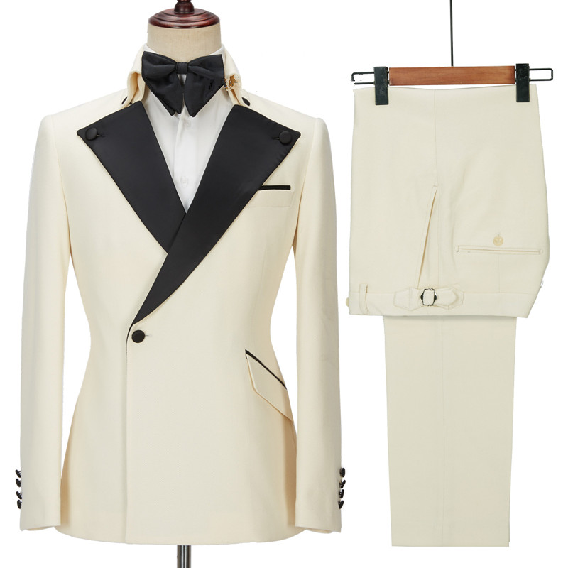 Off White Slim Fit One Button  Men Suit 3