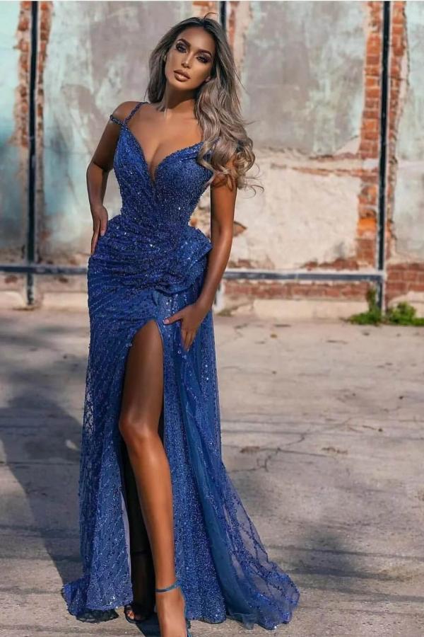 Mermaid Sweetheart Neck Sleeveless Floor-length Formal Wear With Sequins 1