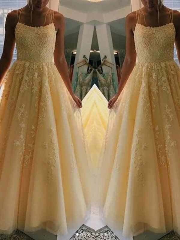 A-line Straps Sweetheart Neck Sleeveless Sweep / Brush Train Lace Evening Dress With Beading 1