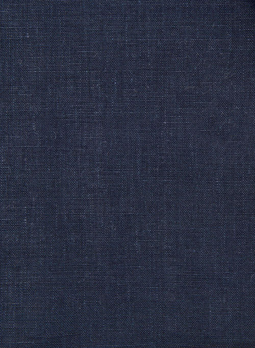 Dark Blue Linen Beach Groom Suits 4
