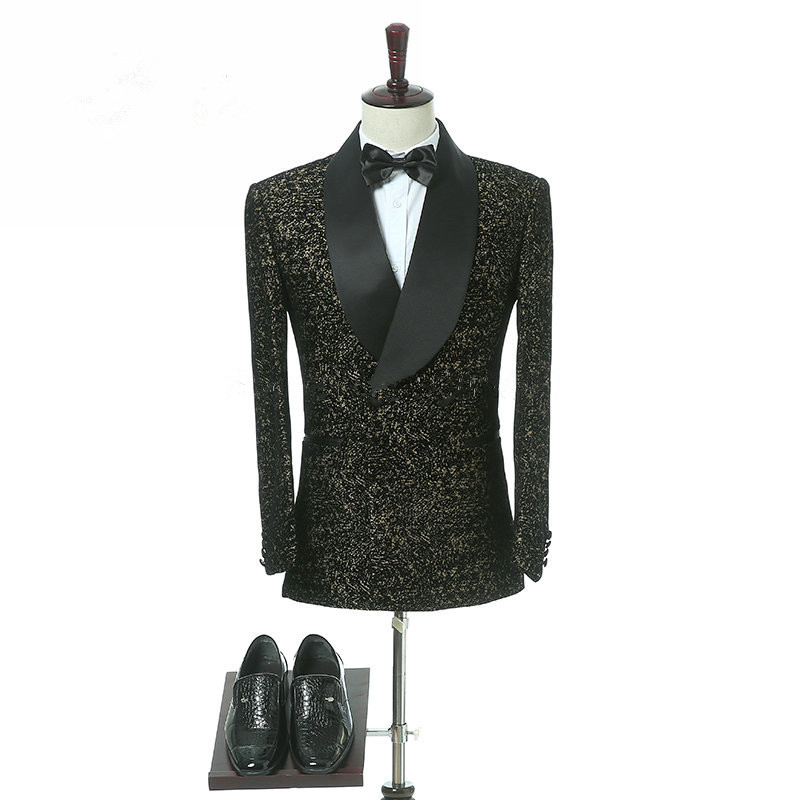 Wedding Groom Black Slim Fit Shawl Lapel Suit 4