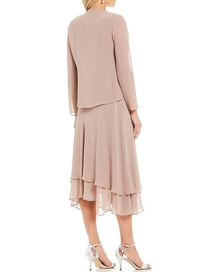 Sequined Shoulder Midi Length Evening Dress with Jacket 2