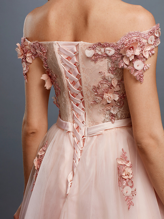 A-line Sleeveless Sweep / Brush Train Tulle Bridal Gown With Lace 9