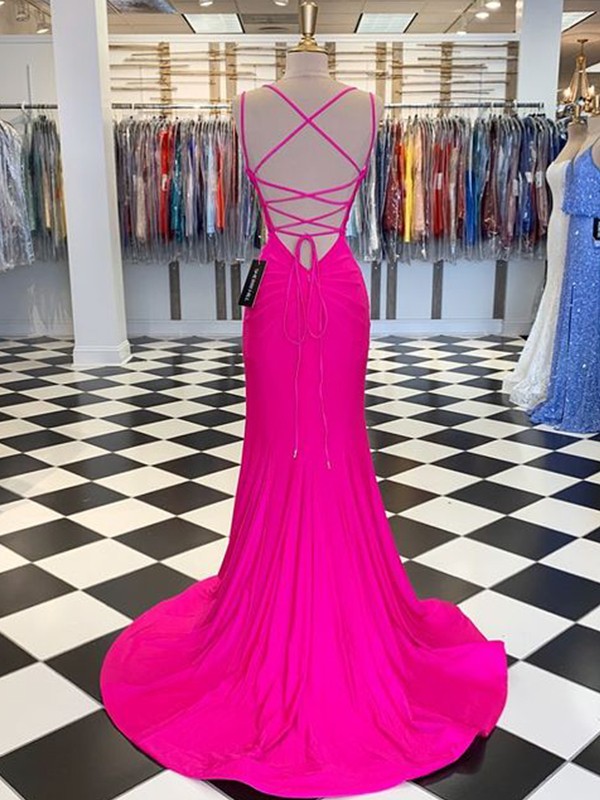A-line V-neck Long Sleeves Sweep / Brush Train Lace Evening Gown With Lace 2