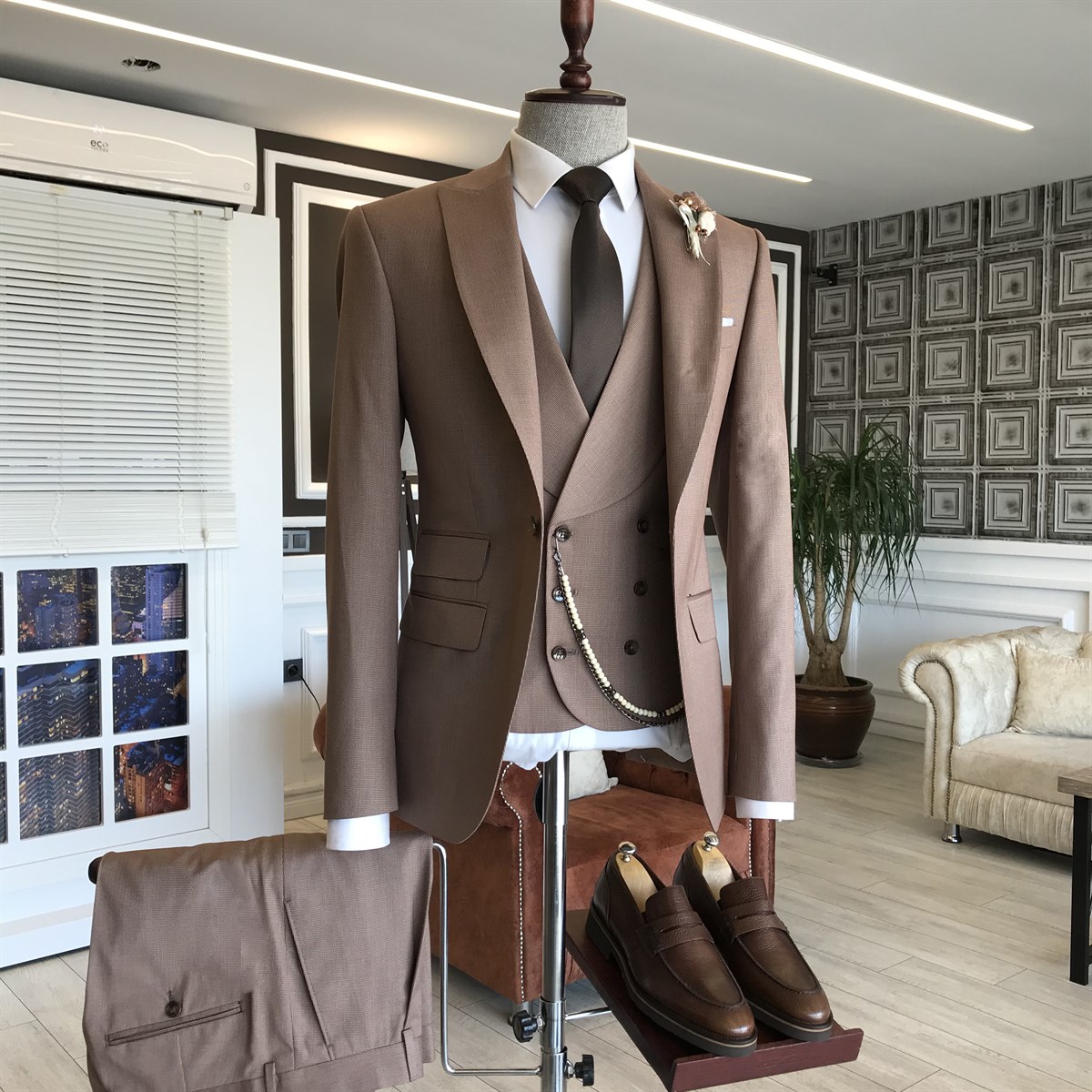 Brown Single Breasted Formal Menswear 2
