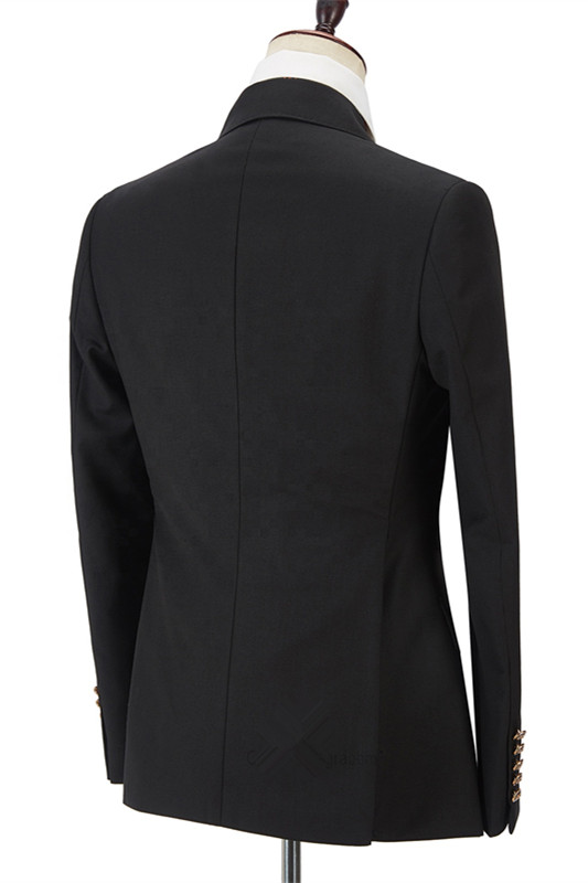 Black Double Breasted Suit with Peak Lapel 2