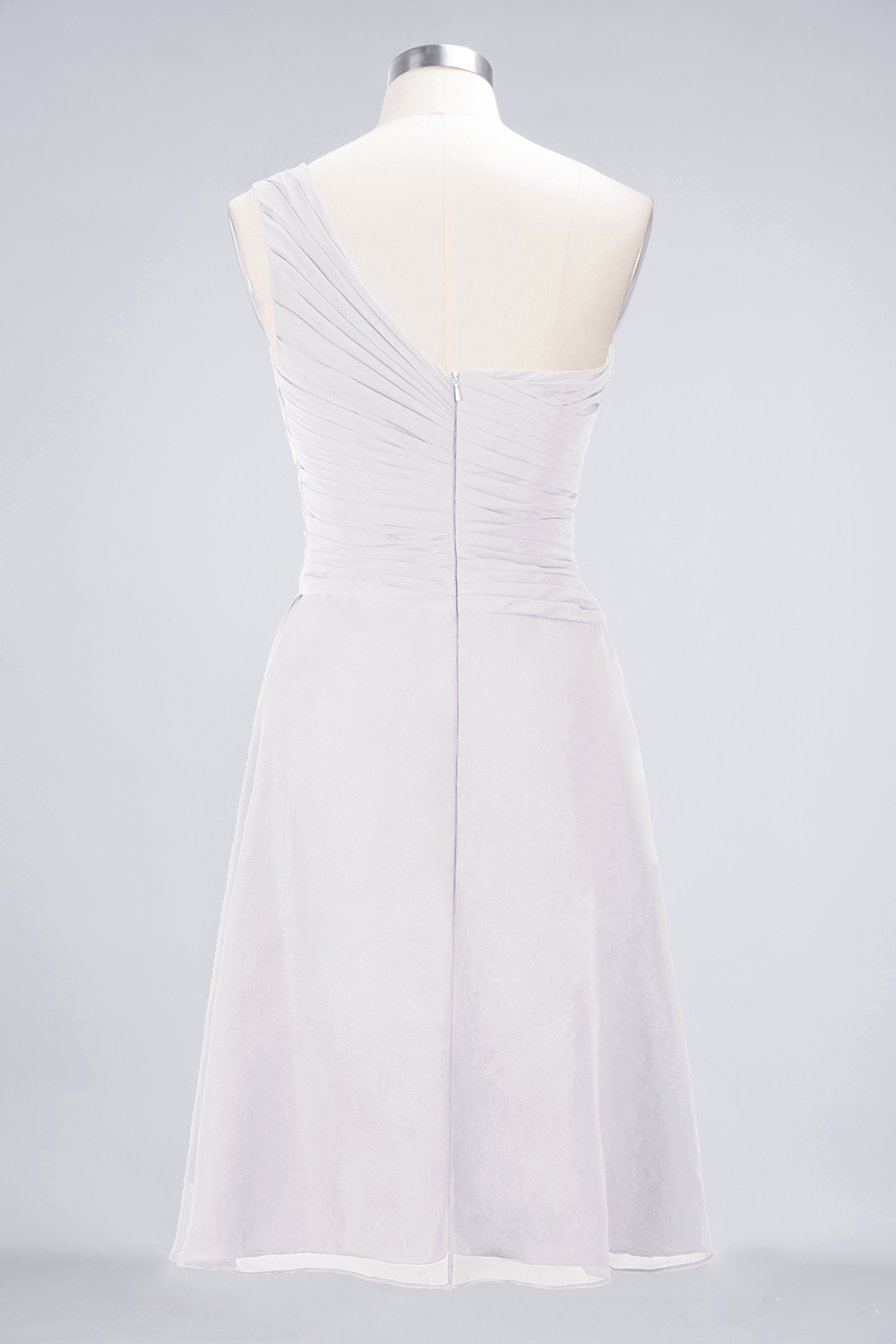 A-line One Shoulder Sweetheart Neck Sleeveless Knee-length 100D Chiffon Bridesmaid Attire With Ruffles 4