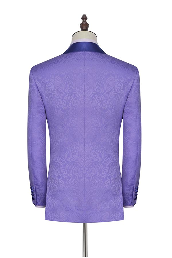 Lavender Jacquard Prom Suits 2