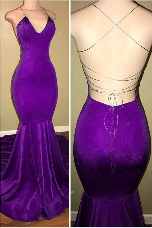 Mermaid Spaghetti Straps Sleeveless Formal Dress With Sweep / Brush Train 1
