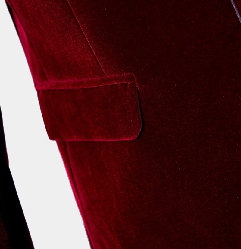 Burgundy Velvet Two-Piece Suit with Shawl Lapel 5