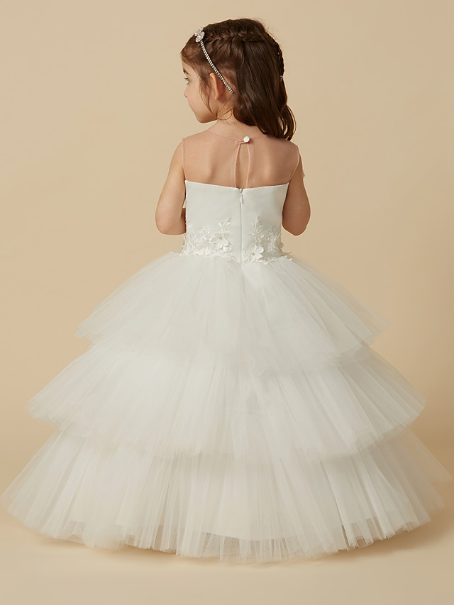 Ball Gown Sleeveless Floor-length Flower Girl Dress With Appliques 2