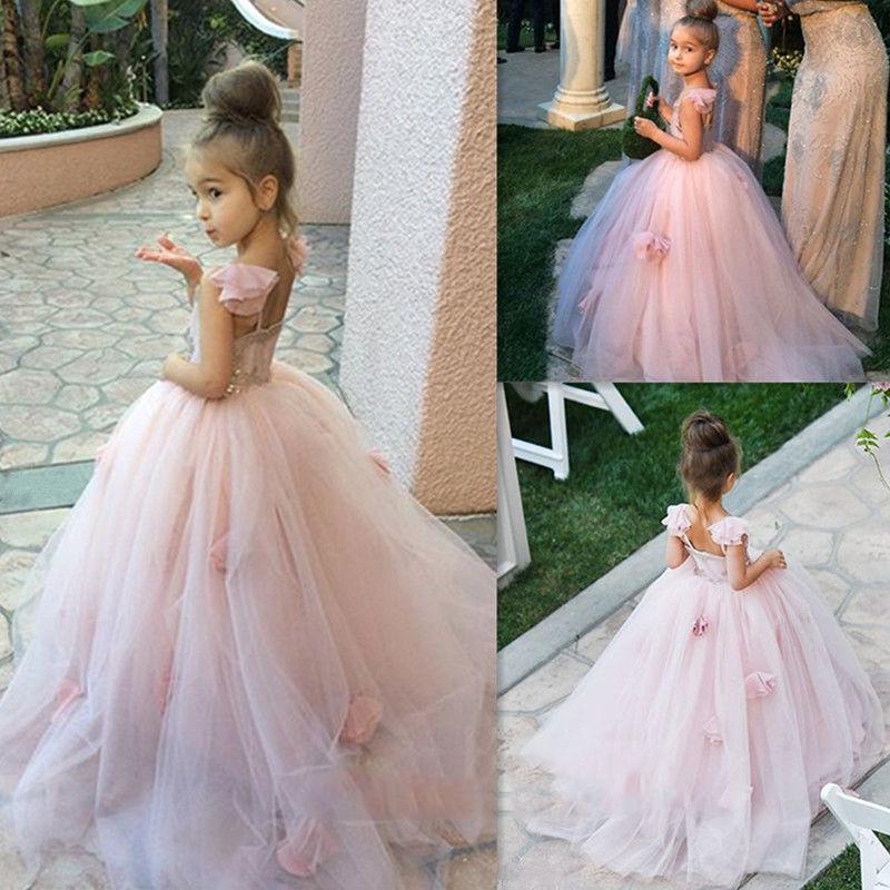 Pink Tulle Flower Girl Dress New Arrival Long Children Dresses 1
