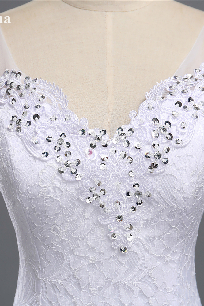 Mermaid Straps Floor-length Tulle Wedding Dress With Lace 4