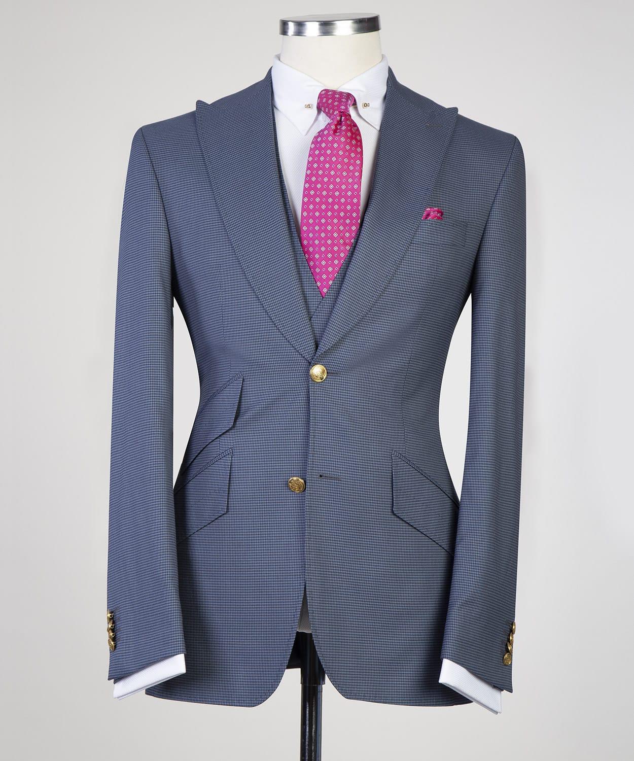 Grey 3-Pieces Men Suit with Peaked Lapel 5