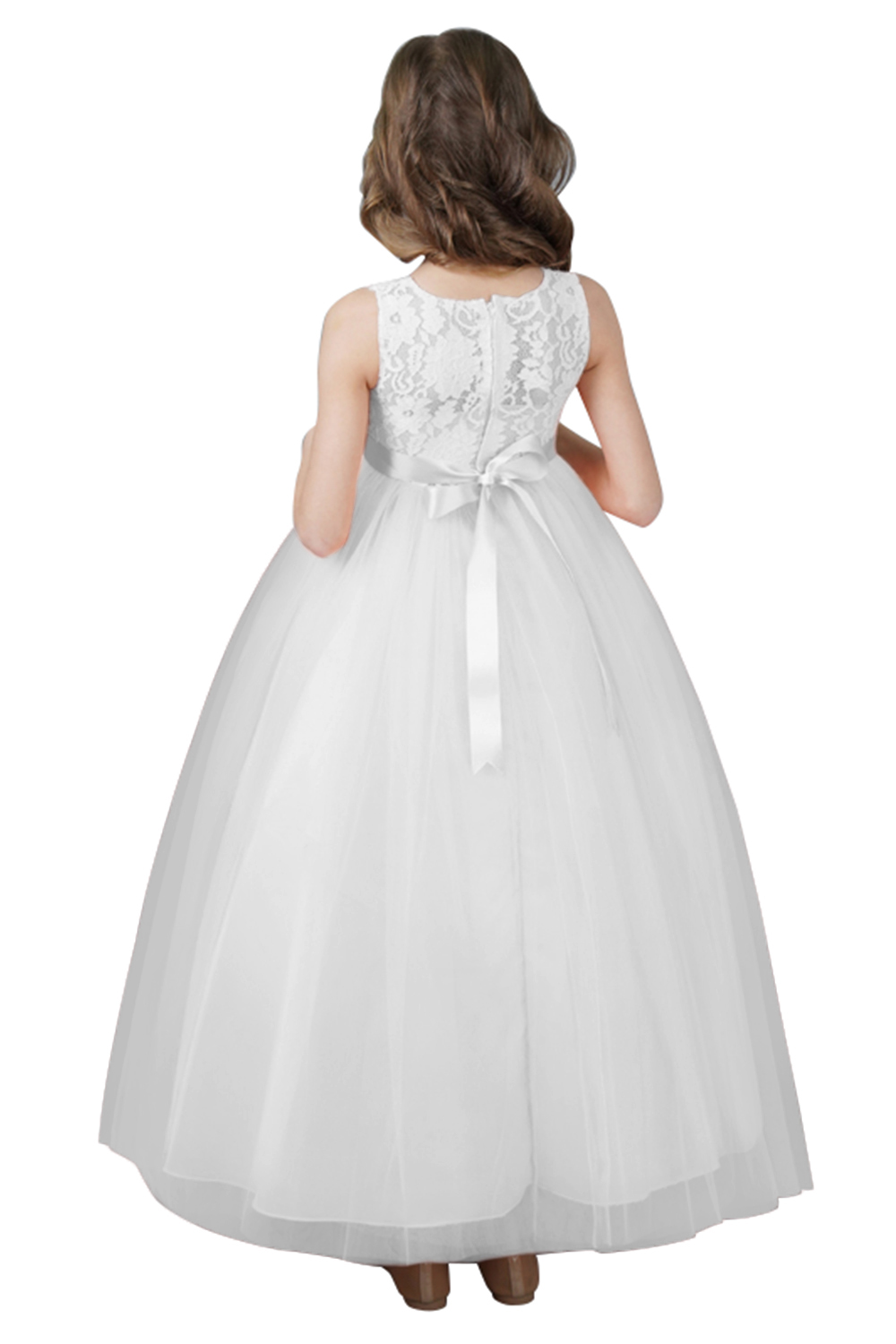 A-line Jewel Neck Sleeveless Floor-length Flower Girl Dress 4