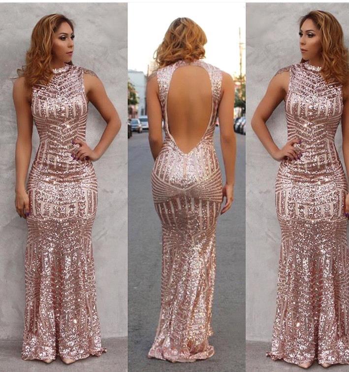 Mermaid High Neck Sleeveless Floor-length Cocktail Party Gown 2