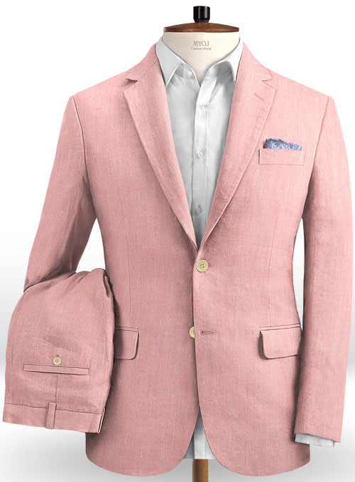 Candy Pink Linen Prom Suits 2