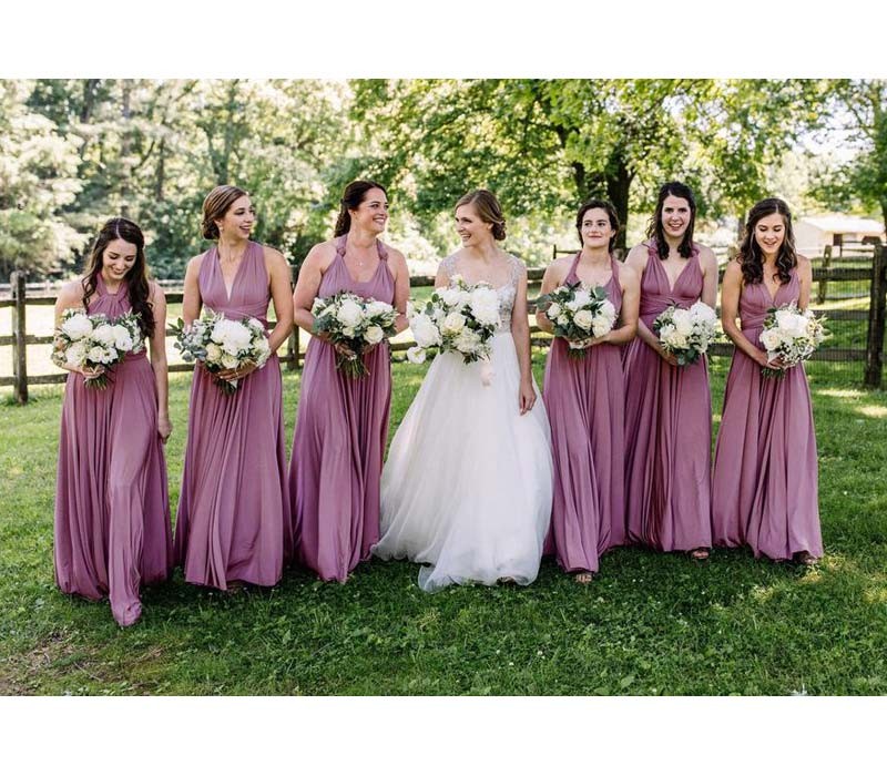 A-line Sleeveless Floor-length Bridesmaid Attire 3