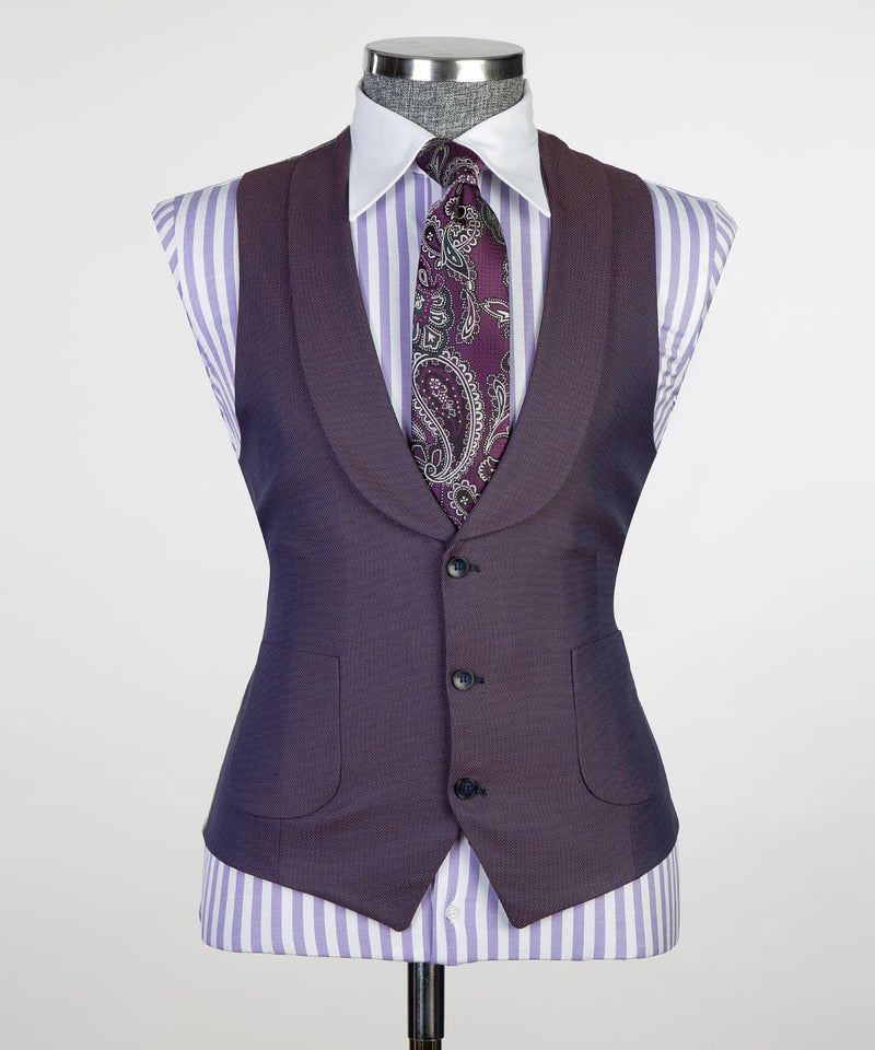 Dark Purple Peaked Lapel Business Men Suit 2