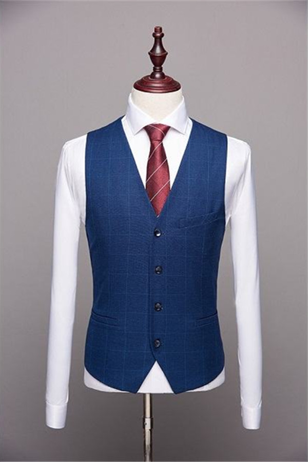 Dark Blue Plaid Business Tuxedo 3