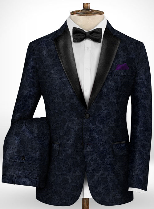 Black Jacquard Prom Men Suits 2