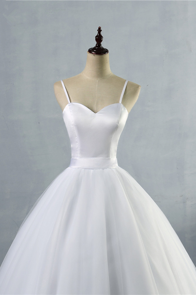 A-line Spaghetti Straps Floor-length Tulle Bridal Attire 4