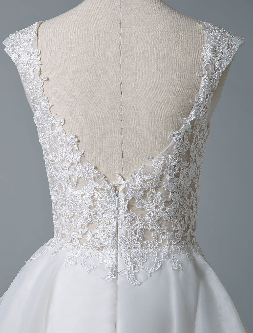 A-line Sleeveless Mini Lace Bridal Dress With Lace 8