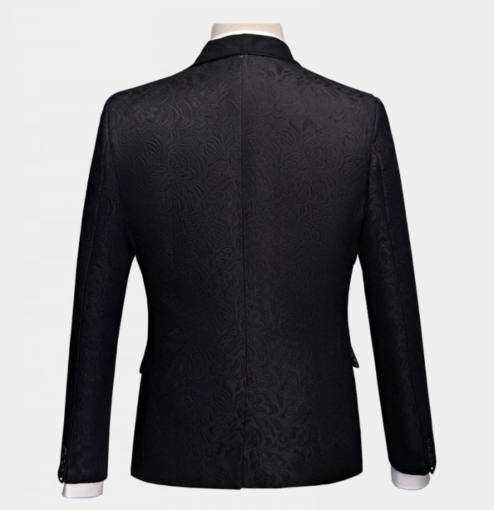 Business Black Jacquard Wedding Suit 2